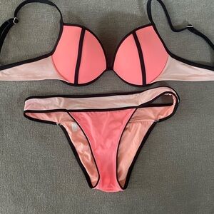 Victoria's Secret Pink and Black Bikini Set